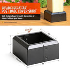 4"x4" (Actual: 3.5"x3.5") Deck Post Base Cover Split, Aluminum Post Base Trim Skirt Decorative Black 8Pack