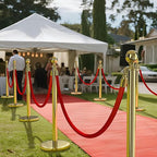 kaiyomi 8Pcs Stanchions with Red Velvet Ropes Set, 5 Feet Velvet Ropes and Posts Poles for Red Carpet Party Decoration and 360° Photo Booth (Golden)