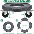 ToLanbbt Trash Can Dollies with 3 in Upgraded Wheels, 15-19 in Adjustable Round Furniture Dollies Heavy Duty 480 LBS Drum Rolling Base, Keg Carts for 20, 32, 44, 55 Gallon Garbage Cans, Gray, 2 PCS