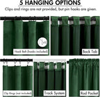 MIULEE Christmas Velvet Curtains 84 Inches Long 2 Panels Set for Bedroom, Pinch Pleat Back Tab Luxury Thermal Insulated Living Room Darkening Pleated Blackout Window Drapes with Hooks, Emerald Green