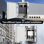 Outdoor Electrical Junction Box with High Power Outlet, ABS Water Resistant Enclosure with Internal Mounting Panel & Hinged Cover. (18.1" H* 12.6" L* 4.3" W & Outlet)