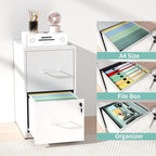 AQY 2 Drawer Filing Cabinet with Lock, Metal White File Cabinet for Home Office, 18" Deep Vertical Storage Drawer for Hanging A4/Letter/Legal Size Files, Assembly Required