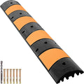 VEVOR Rubber Speed Bump, 1 Pack 2 Channel Speed Bump Hump, 72.8" Long Modular Speed Bump Rated 22000 LBS Load Capacity, 72.8 x 12.2 x 2.2 Garage Speed Bump for Asphalt Concrete Gravel Driveway-6 FT