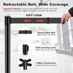 6 Pack Crowd Control Barriers Stanchions with 10 ft Retractable Belts - Heavy-Duty Base Stanchions for Queue Management in Airports, Theaters, Hotels, and Retail Stores(Black, 6 Pack)