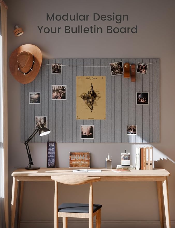 Large Felt Bulletin Board 36"x24" Cork Board Alternative - 6 Pack with 40 Safe Removable Adhesive Tabs, Cork Boards for Walls Cork Board for Home Office Classroom Pin Board-Blue Gray