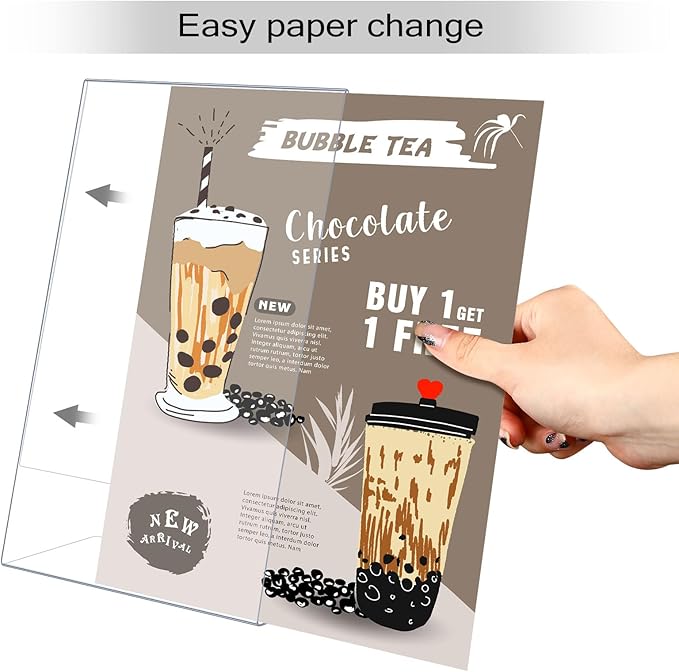 Qilery 8 Pcs 11 x 17 Inch Acrylic Sign Holder Clear Display Stand Frame Table Top Slant Back Plastic Sign Holder Flyer Document for Menu Workers Teachers Office School Desktop