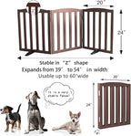 Freestanding Dog Gate Indoor,Doggie Gate Foldable Pet Gates for Doorways,Stairs or Hallways, Wooden Brown Pet Gate for The House, Pet Fence with Support Feet Included,24 "Height-3 Panels