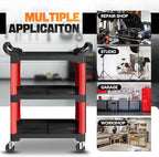 Auto Dynasty 3-Level Rolling Cart Trolley Storage Detailing Cart with Pegboard 120 kg/260 Lbs Capacity on Wheels Fits Garage, Warehouse, and Workshop Use, Black/Red