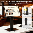 Adjustable Height Rotating Tablet Stand with Anti-Theft Lock, 360°Swivel & Tilt Aluminum & Carbon Steel Holder for 9.7-13 inch Tablets, for Desk, Office, Retail, Education(Black)
