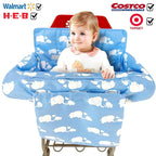 2-in-1 Shopping Cart and High Chair Cover for Baby, Padded Cover, Fold'n Roll Style, Portable with Carry Bag (Pink Elephant)