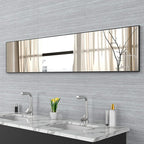 ANYHI Large Full Length Mirror, 65"x13.8" Door Mirror Full Length, 2 Hooks, Over The Door or Wall Monuted, Aluminum Frame, for Bedroom Bathroom Checkroom, Black