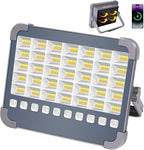 100W LED Rechargeable Work Light, 6000mAh Portable Solar Floodlight with 5 Light Modes, 10,000 Lumens Security Lights, IP66 Waterproof for Camping, Power Outages, Emergency, Hiking, Car Repairing