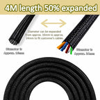 13 1/8ft -5/8Inch Cable Management Sleeve Split Black Cord Protectors Cat Dog Pet Proof - Braided Self-Closing Wire Loom Tubing for Desk PC/TV/Computer/Home Theater/Engine Bay Wire Organizing