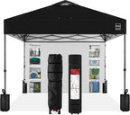 Best Choice Products 10x10ft Easy Pop Up Canopy w/Side Wall, 10 Pockets, Portable Carrying Case, 1-Button Setup, 4 Weight Bags - Black