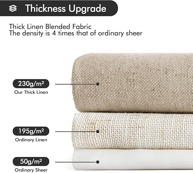 MIULEE Non-See-Through Privacy Linen Curtains 2 Panels, Light Filtering Window Curtains Farnhouse Textured Back Tab Semi Sheer Drapes for Bedroom Living Room, 52 x 108 Inches Long, Taupe