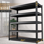 2 Pack Garage Shelving Heavy Duty Storage Shelves 3000LBS Adjustable Garage Shelves 5 Tier Metal Shelving Unit Utility Rack Shelf for Storage Kitchen Warehouse Pantry, Black,72" H x 59" W x 20" D