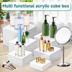6Pcs Buffet Risers,Food Risers for Buffet Table Display Stand Shelf for Party Catering Dessert Jewelry Collectibles Acrylic Cube Boxes Display Nesting Risers (White-L(5,6,7,8,9,10))
