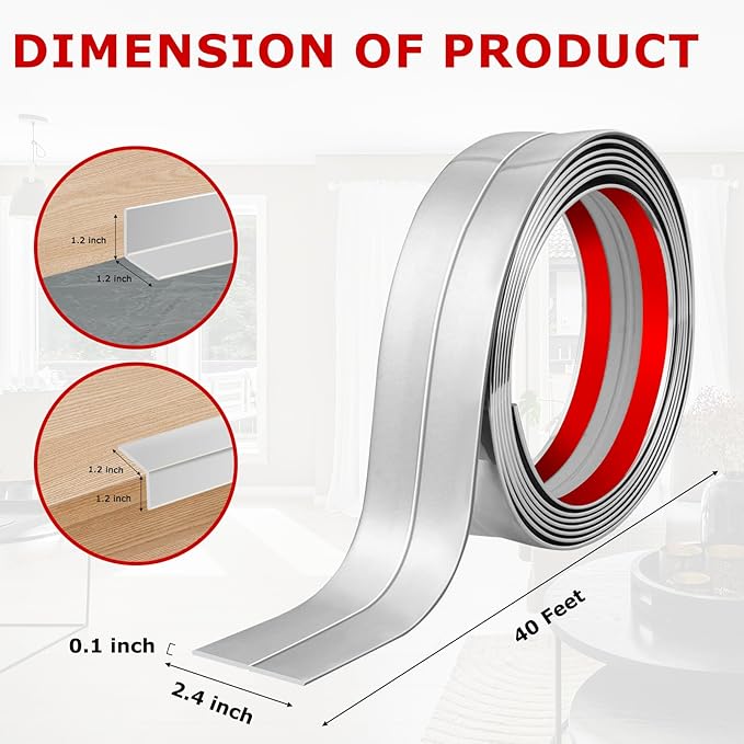 Flexible Peel and Stick Wall Corner Guards - Edge Protector Self Adhesive Trim Strip for Wall Edge (Silver, 2.4 in x 40 Ft)