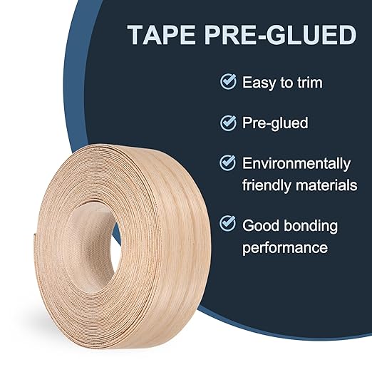PATIKIL Red Oak Edge Banding, 2 in x 49.2 ft Wood Veneer Tape, Pre-glued Flexible