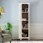 Giantex Tall Storage Cabinet Freestanding Floor Storage Tower with Four Shelves and Single Door, 17x16x72 Inch, Narrow Utility Cabinet for Living Room, Bathroom (Grayish White)