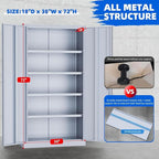INTERGREAT Metal Garage Storage Cabinet with Lock, 72" Storage Cabinet with Locking Doors and 4 Adjustable Shelves, Lockable Steel Tool Cabinet for Home Office, School, Cement Grey