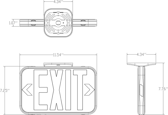 LIT-PaTH LED EXIT Sign, Emergency light with Double Face and Back Up Batteries- US Standard Red Letter Exit Lighting, UL 924 and CEC Qualified, 120-277 Voltage, 4-Pack