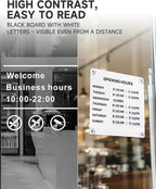 Metal Business Hours Sign with Suction Cups - Magnetic Open Closed Display Board for Storefront Window, Glass Door, Tile Wall & Counter - Changeable, Reusable & Rust-Resistant Steel Kit