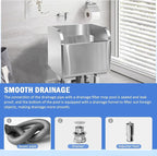 Commercial Floor Mop Sink，Stainless Steel Mop Service Basin，Mop Cleaning Sink，Vertical industrial sewage tank for balconies, laundry rooms, industries, etc（17.7”×16.1”×21.6”)