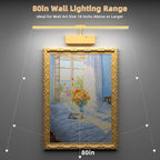 Lightbiz Picture Light, 20inch 6000mAh Rechargeable Picture Lights for Wall Battery Operated Wall Lights with Remote, 3 Colors Paintings Light Dimmable Art Light for Artwork, Gallery (Gold)