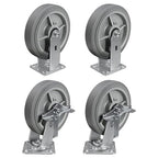 8'' × 2'' Caster Wheels, Heavy Duty Industrial Casters Set of 4 Rubber Wheels, Load 4000lbs Capacity, Swivel Caster for Cart Dolly Toolbox (2 Brake & 2 Rigid)