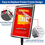 Adjustable Sign Holder Stand - 2Pack 11x17 Inch Pedestal Poster Sign Stand, Heavy Duty Floor Standing Sign Stand Aluminum Snap Open Frame for Church Business Store Sign Holder Stands (Black)