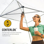 CROWN SHADES 10X10 Comercial Instant Canopy Pop Up Tent with Center Lock, 300D Fabric, 4 Sidewalls, Sto'N Go Bag, Beige