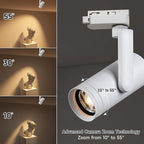 LED 12W Dimmable Track Lighting Heads with 10° to 55° Adjustable Beam Angle H Type 97 CRI 3000K Warm White Ceiling Spotlight for Accent Task Art, 1080lm, White, 4 Pcs
