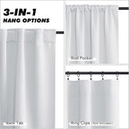 KGORGE Kitchen Curtains 36 inches Long, Back Tab Privacy Thermal Insulation Light Filtering Short Half Window Tiers for Bathroom Basement Office, W34 x L36 inches, Greyish White, 2 Panels
