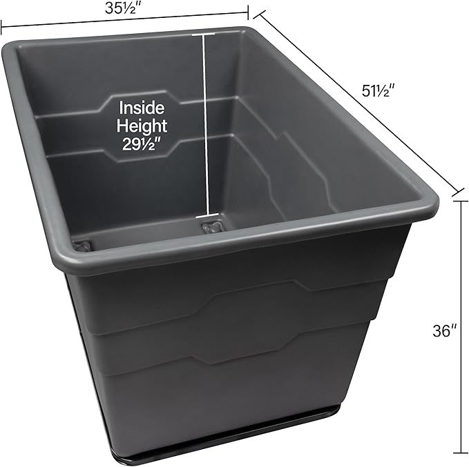 Commercial 20 Bushel Utility Cart with Steel Base, Poly Box Basket Truck, Laundry Cart, and Rolling Trash Bin, 51.5-Inch x 35.5-Inch x 36-Inch, 1000 Pound Weight Capacity, Yellow