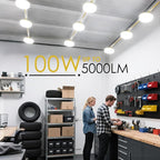LED Construction String Lights 100FT, 3 Prong, 10000 LM, 5000K LED String Work Lights, 100W Temporary Lighting for Job Site Outdoor Indoor, IP65 Waterproof Temporary Construction Lights, ETL Listed