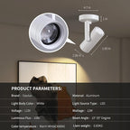 12W LED Dimmable Zoomable Ceiling Spotlight Indoor – Adjustable Wall Surface Mount Accent Light for Home Corridor, Picture, Plants & Painting | Warm White 3000K CRI 97, Flicker-Free, White