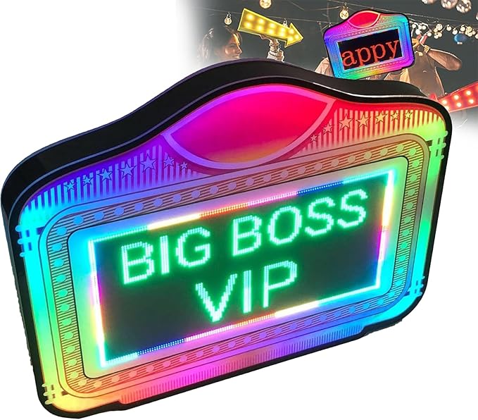 LED Letter Bottle Presenter, VIP Bottle Service Sign Color Display Lights with APP Programmable Scroll Play, Hand Holding Light Box Sign for Party, Bar & Night Club (Programmable)