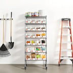 VEVOR 7-Tier Rolling Bin Storage Rack, 24 Small Bins, Bin Rack Storage Steel Wire Shelving System with Wheels, Mobile Tool Organizer for Garage, Warehouse, Office, Restaurant, Classroom, Kitchen