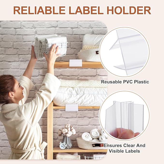 PATIKIL 3.1" x 1.8" Wire Shelf Label Holder, 30 Pack Reusable Plastic Price Tag Display Clip for 0.59" to 0.71" Thick Shelves with Paper Inserts Pens for Home Market Store, Clear