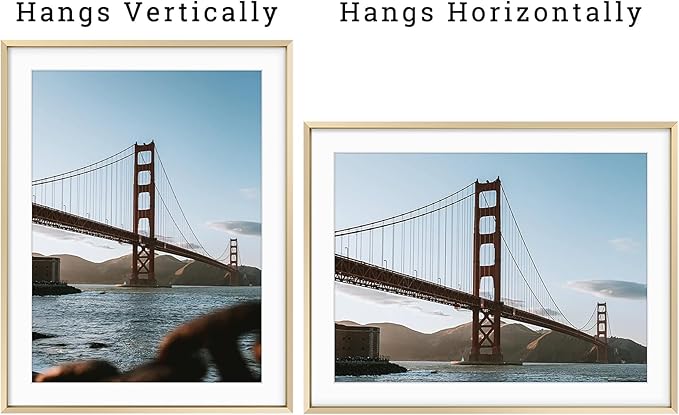 Frametory, 14x18 Metal Picture Frame with Mat for 12x16 Picture & Real Glass, Aluminum Photo Frame Collection (Gold, 1 Pack)