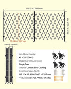 VEVOR Double Folding Security Gate, Lockable Scissor Gate with 360° Swivel Casters, Outdoor Barricade Steel Retractable Gates, for Entry Security, Garage, Warehouse & Pool, 155.12 x 86.81 in (W x H)