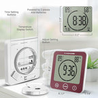 KADAMS Shower Clock Waterproof Bathroom Timer – Digital Wall Clock with Countdown, Magnetic Kitchen Clock with Temperature & Humidity, Suction Cup for Kids Shower Spa Cook Bath (Rose)