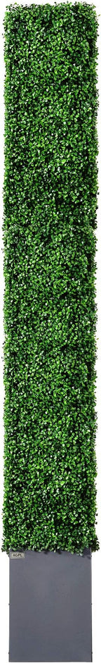 AGPL Upgraded Artificial Boxwood Hedge Wall with Dark Grey Stainless Steel Planter Outdoor Backdrop Privacy Screen,Patio,Balcony,Restaurant,Garden,Party Décor (96" Height 48" Width 12" Deep)