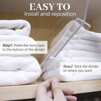 ROUFA Acrylic Shelf Dividers for Closet Shelf Organizer, 10Pcs Clear Wood Closet Divider Separator for Storage and Organization, Bedroom Organizer for Any Thickness of Shelves, 11.8''x11''