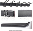 Garage Storage Rack Hooks, 48 Inch Heavy Duty Wall Mount Garage Organization with 3 Rails and 6 Adjustable Double Wall Hooks,Hanging Shelves for Garden Tool/Broom/Mop(Black)