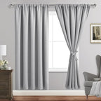 JIUZHEN Silver Grey Curtains for Bedroom - Thermal Insulated Blackout Curtains with Tiebacks 2 Panels, Room Darkening Rod Pocket Curtains for Living Room, 60 x 72 Inch Length