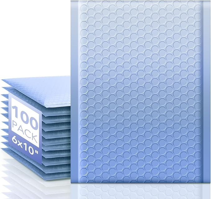 Fuxury Bubble Mailers 6x10" 100 Pack, Gradient Blue Padded Envelopes Usable Size 6x9" Self Seal Mailing Envelopes Bubble Padded Shipping Bags for Mailing,Packaging, Small Business