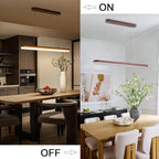 EDISLIVE Modern Linear LED Island Light Dimmable LED Chandelier 38.6 in Adjustable Linear Hanging Light Fixture 3000K-6500K 37W Pendant Light with Iron Acrylic for Dinning Room Kitchen，Walnut Brown
