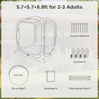 East Oak Screen House Tent Pop-Up, Portable Screen Room Canopy Instant Screen Tent 6 x 6 FT with Carry Bag for Patio, Backyard, Deck & Outdoor Activities, Brown